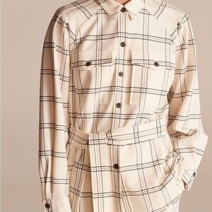 Rebecca Taylor Emery Plaid Jacket in Vanilla Combo Shacket Size Large